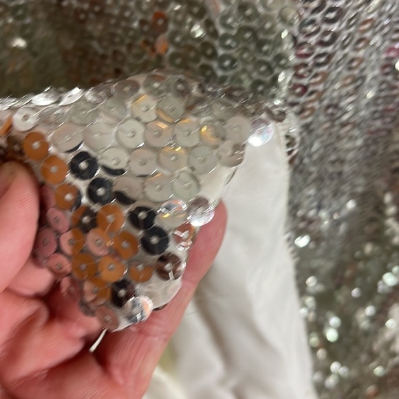 Alyce Designs couture evening sequined evening gown vintage 1980 silver - Picture 8 of 11